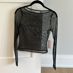 Reformation sheer long sleeve top